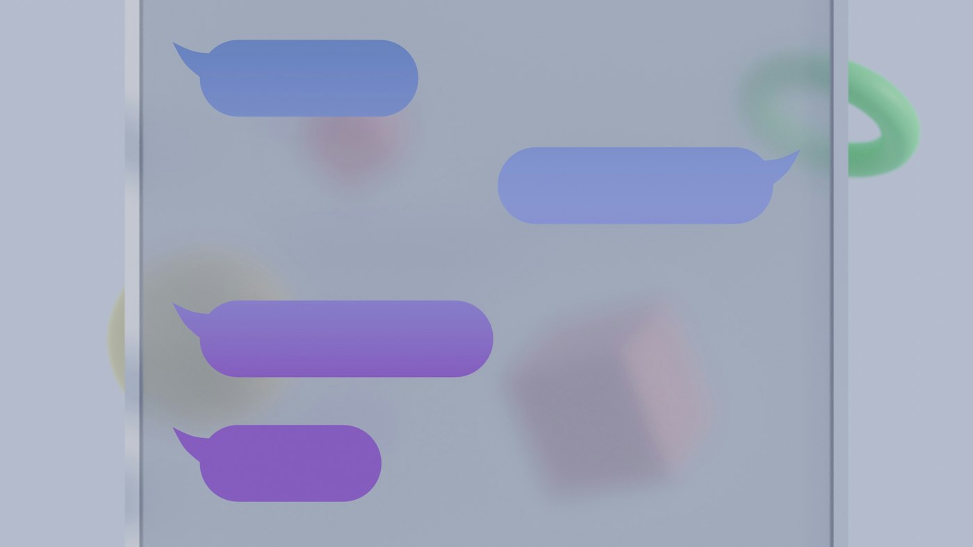 Speech bubbles floating on a translucent screen